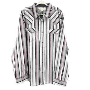 NEW Cody James Pearl Snap Flannel Shirt Men's 3X Gray Striped Western Cowboy
